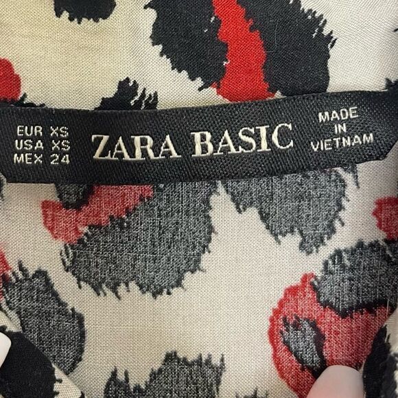 Zara Button Down Leopard Print Blouse XS - Picture 5 of 6